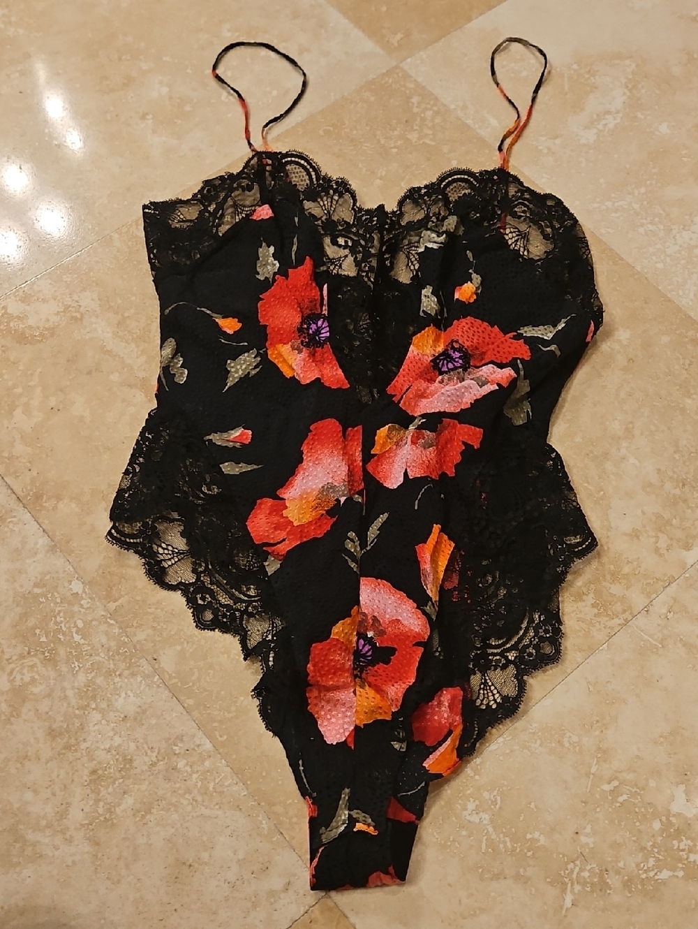 Adagio By Patricia Feldhauser Black Floral Teddy